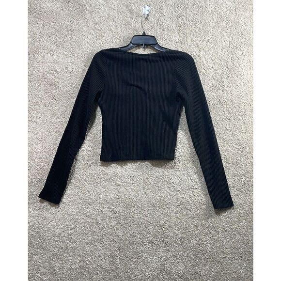 ASOS DESIGN NWT Ribbed Bust Seam Detail Corset Long Sleeve Top in Black Size 6 - Picture 7 of 11
